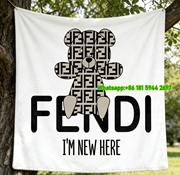 Fendi FF Monogram Teddy Bear Flannel Sofa Throw Blanket IMG_9460
